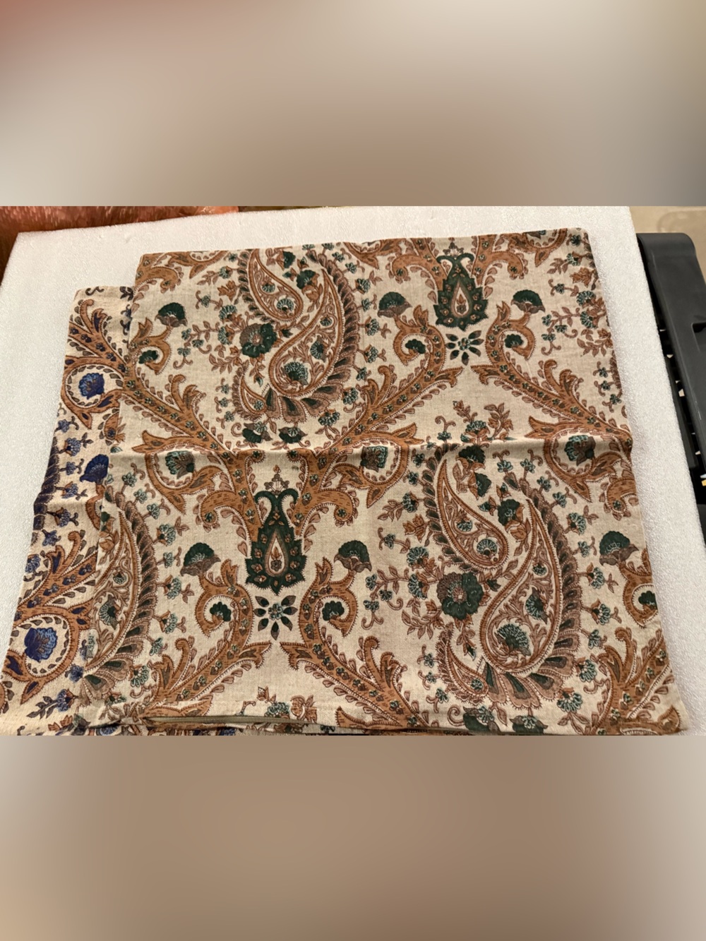 Rare Vintage Pottery Barn Paisley Pillow Cover, 20”, Blue Multi